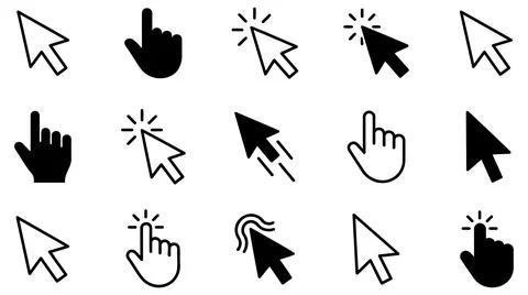 Digital pointer icons collection computer cursor symbols set Stock Illustration