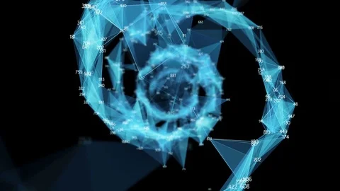 Digital Polygon Plexus DNA molecule random digits Loop Alpha Channel Stock Footage 82470919