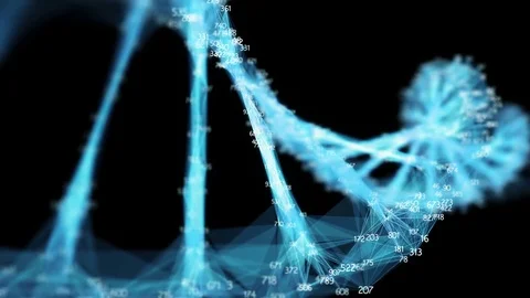 Digital Polygon Plexus DNA molecule random digits Loop Alpha Channel Stock Footage 82707568