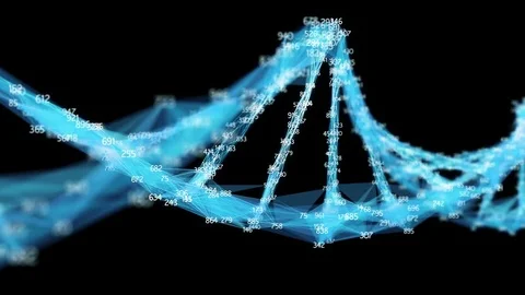 Digital Polygon Plexus DNA molecule random digits Loop Alpha Channel Stock Footage 82716269