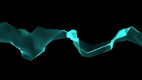 Digital polygon soft silk ribbon gentle waving blue abstract background - new Stock Footage 81264697