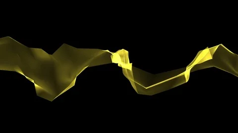 Digital polygon soft silk ribbon gentle waving yellow abstract background - new Stock Footage 81264964