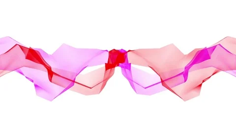 Digital polygon soft silk ribbon gentle waving blue pink abstract background - Stock Footage 81321433