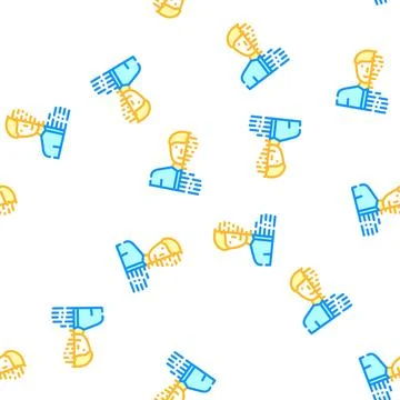 Digital portrait vector seamless pattern line Stock Illustration