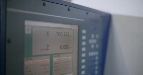 Digital Position Readout on Machine Tool Panel, Metal Workshop, Close Up Shot Stock-Footage 340348927