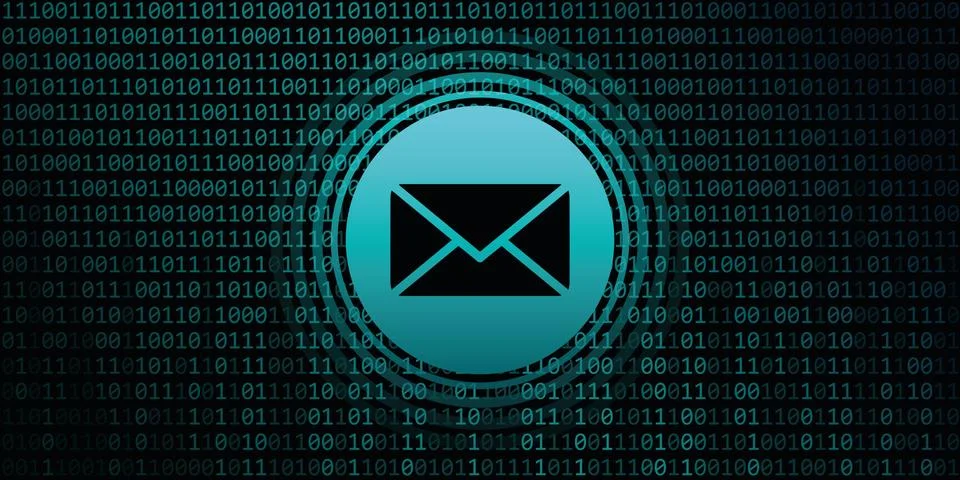 Digital post mail with binary code background Stock Illustration