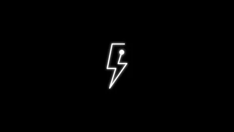 Digital power matrix logo with glowing white lightning bolt circuit 4k 25fps Video stock 343419075