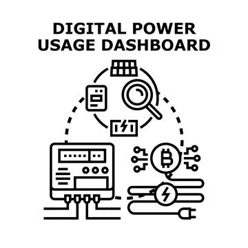Digital power usage dashboard for energy management Stock Illustration