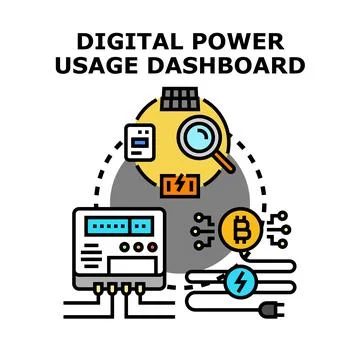 Digital power usage dashboard for energy management Stock Illustration