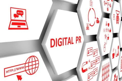 DIGITAL PR concept cell background 3d illustration Stock Illustration
