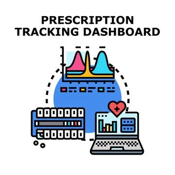 Digital prescription tracking dashboard managing healthcare data Stock Illustration