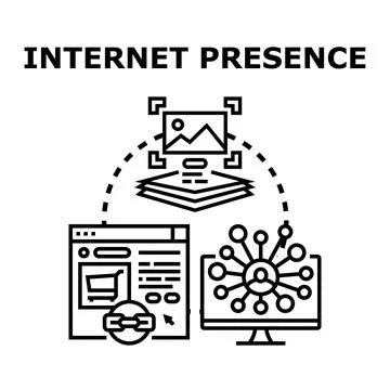 Digital presence online network development concept Illustrazione stock