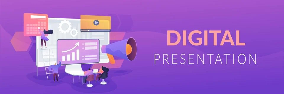 Digital presentation concept banner header Stock Illustration