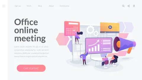 Digital presentation landing page concept Illustrazione stock