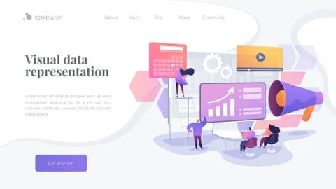 Digital presentation landing page concept 스톡 일러스트