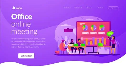 Digital presentation landing page template Stock Illustration