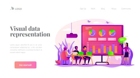 Digital presentation landing page template Stock Illustration