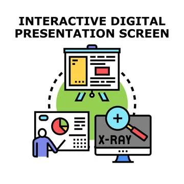 Digital presentation screens facilitating information technology concepts Stock Illustration