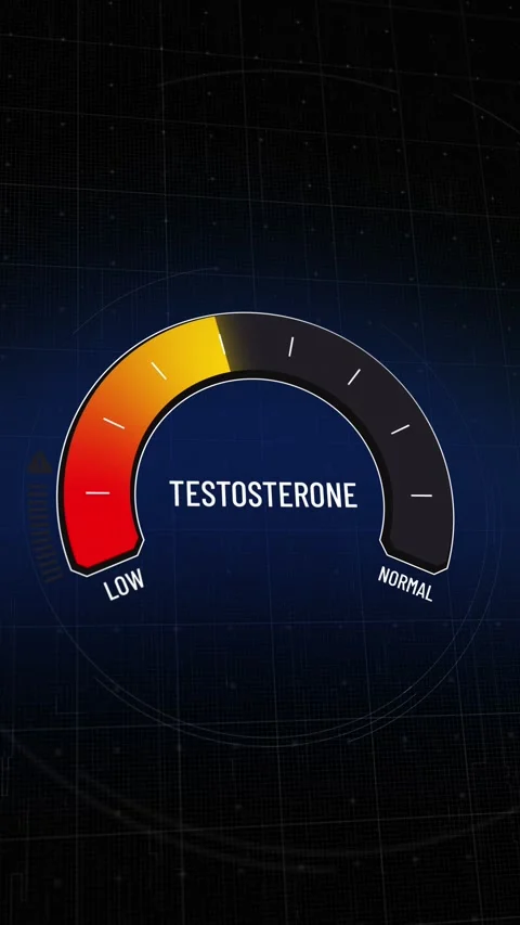 Digital presentation of testosterone meter, display gauge moving from low to Stock Footage 317515449