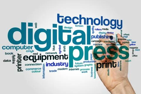 Digital press word cloud Stockillustratie