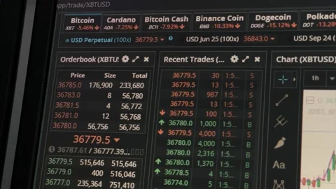 Digital price of Bitcoin BTC, crypto market live price on the screen 스톡 동영상 155441552