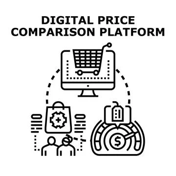 Digital price comparison platform for online consumers Stock Illustration