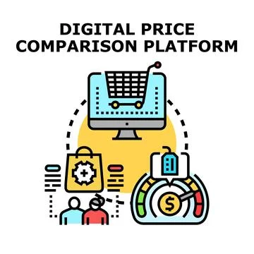 Digital price comparison platform for online consumers Stock Illustration
