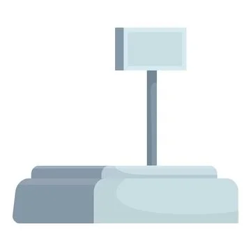 Digital price computing scale standing on countertop Illustrazione stock