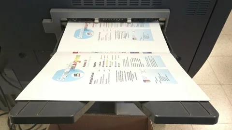 Digital printer ejects the printed sheets Stock Footage 151769769