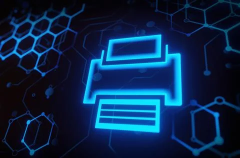 Digital printer on technology background Stockillustratie