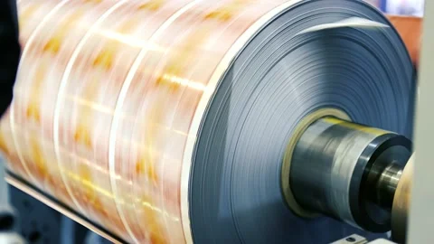 Digital Printer working with large newsprint roll in printing machine, Stock Footage 235910213