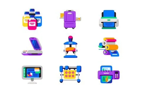 Digital printing and polygraph colors icons set Ilustración de archivo
