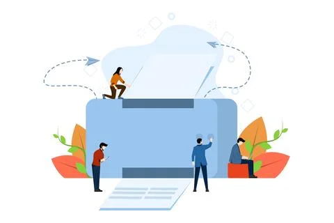 Digital printing concept, office multifunction machine, multifunction printer. 스톡 일러스트