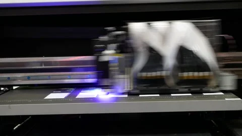 Digital printing plotter LED UV curing head. Stock Footage 190448016