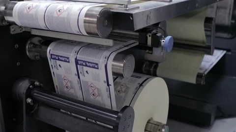 Digital printing of self-adhesive labels on reels. Stock Footage 130755883
