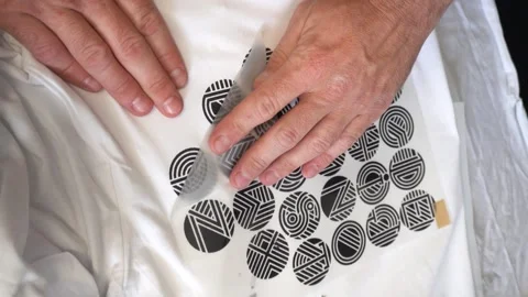 Digital printing technology on textiles direct to film Stock Footage 312031057