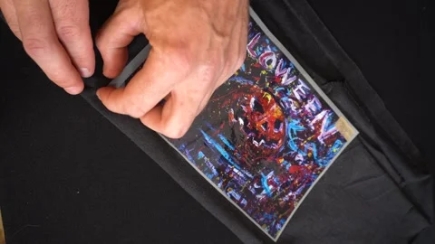 Digital printing technology on textiles direct to film Stock Footage 312031091