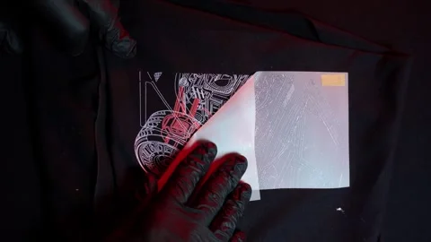 Digital printing technology on textiles direct to film Stock Footage 328234768