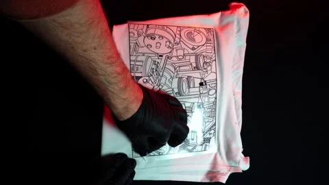 Digital printing technology on textiles Stock Footage 328234700