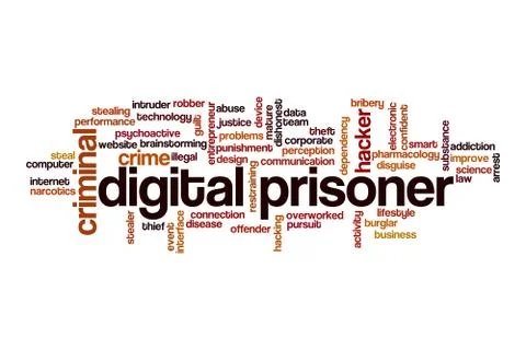 Digital prisoner word cloud concept Stock Illustration