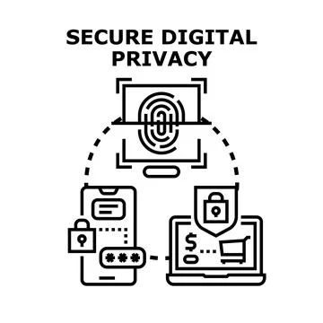 Digital privacy and data protection concept illustrating security Illustrazione stock