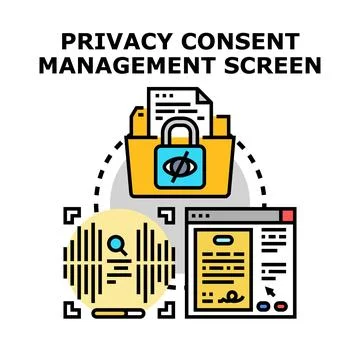 Digital privacy consent management screen concept Stock Illustration