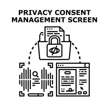Digital privacy consent management screen concept Illustrazione stock