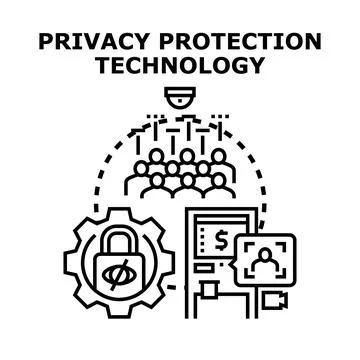 Digital privacy protection technology securing personal information and data Stock Illustration