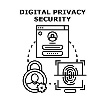 Digital privacy security personal data protection access Stock Illustration