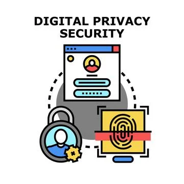 Digital privacy security personal data protection access Stock Illustration