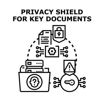 Digital privacy shield protecting key documents concept イラスト素材