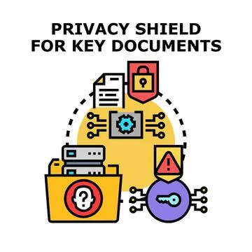 Digital privacy shield protecting key documents concept Stock Illustration