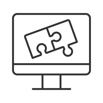 Digital problem solving icon in line design. Digital solution, online puzzle Stock Illustration
