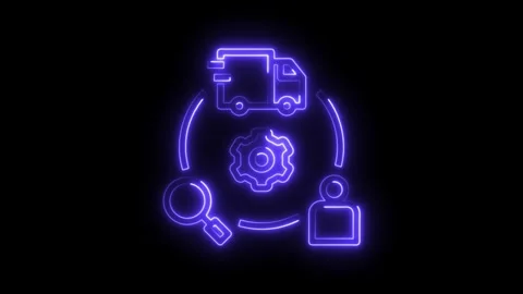 Digital process automation with neon icons delivery workflow optimization Stock Footage 308177993